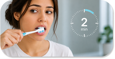 BRUSHING FOR LESS THEN TWO MINUTES