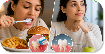 BRUSHING RIGHT AFTER EATING