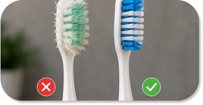 USING A WORN TOOTHBRUSH